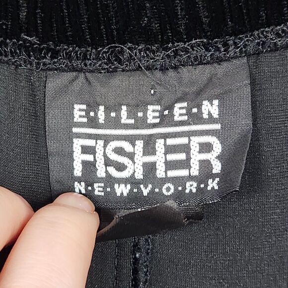Vintage EILEEN FISHER Black Silk Blend Elastic Pull On Velvet Pants SIZE 1 - Picture 11 of 12